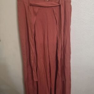 FAVLUX Burnt Orange Maxi Skirt with Draped Waist